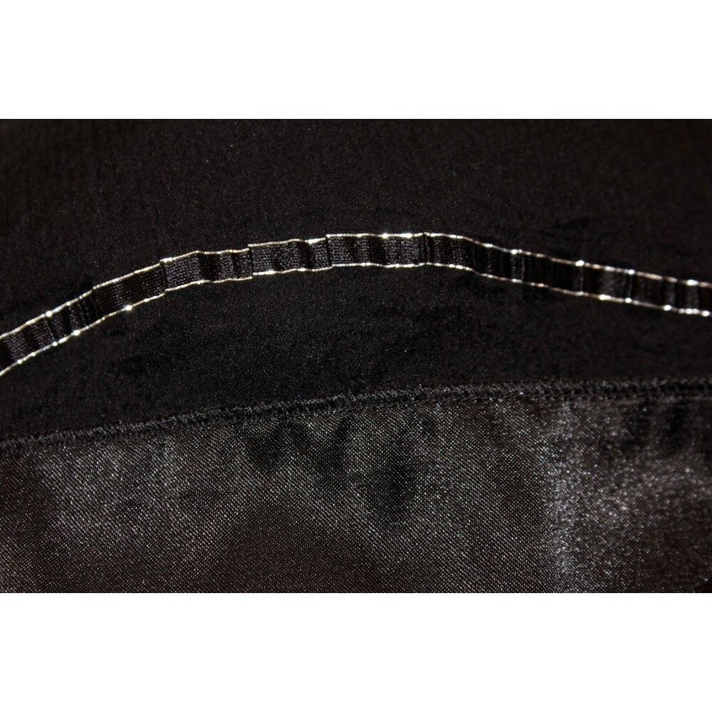 Helen Wang Sz 6 Black Silver Accent Striped Silk Sheer Overlay Silk Dress - Picture 6 of 6